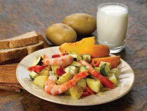 Yellow Potato and Red Pepper Shrimp Sauté