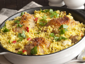 Chicken Scallopine with Grilled Veggie Couscous