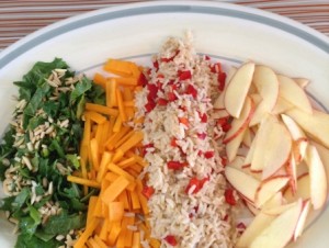 Salade de chou frisé, de riz brun et de courge musquée