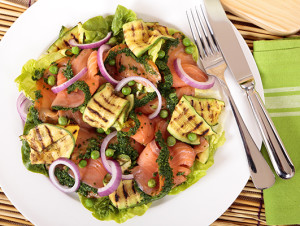 Grilled Zucchini and Smoked Salmon Salad