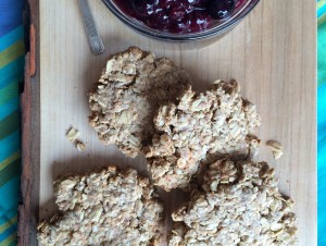 Oatcakes with Blueberry Sauce