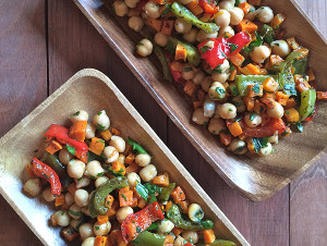 Roasted Carrot, Pepper and Chickpea Salad