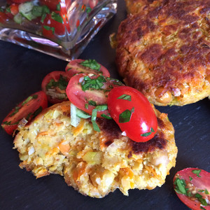 Carrot and leek burgers