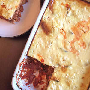 Roast eggplant and potato moussaka