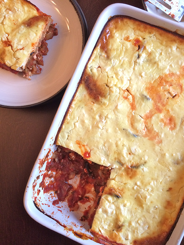 Roast eggplant and potato moussaka