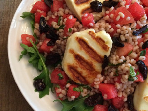 Watermelon and Grilled Halloumi Barley Salad