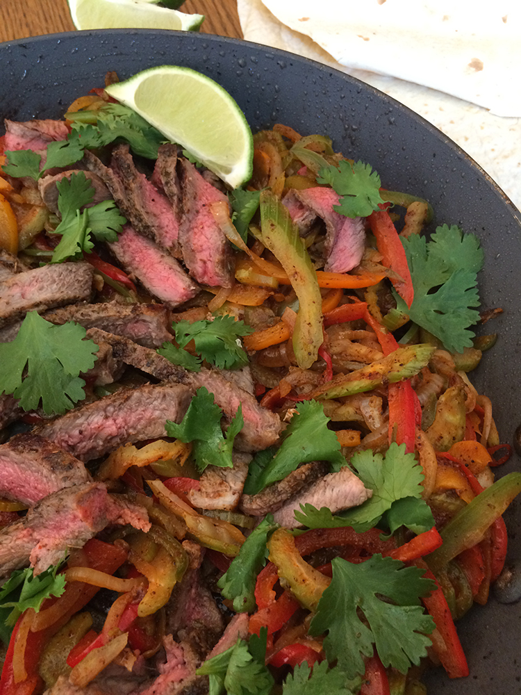 Celery and Pepper Steak Fajitas