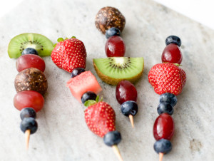 Fruit and energy ball skewers