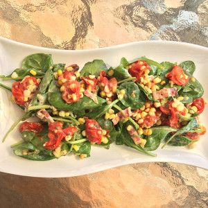 Roast Tomato and Corn Spinach Salad from Emily Richards