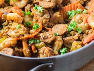 Jambalaya de Lentille et Crevette