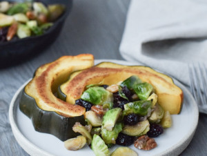 Fruit Salad and Winter Vegetables | Brussels Sprouts, Cranberry and Acorn Squash