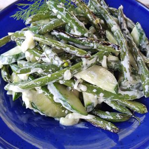 Grilled Green Bean Salad with Dressing